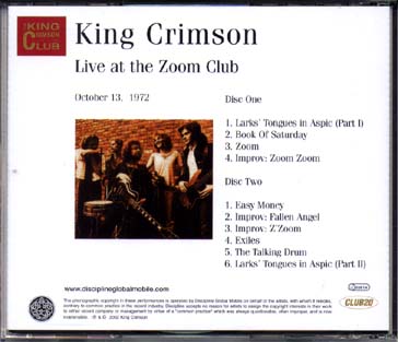 Live at the Zoom Club Jacket Back