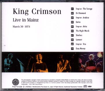 Live in Mainz March 30 1974 Jacket-Back