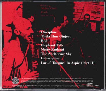 Live at Moles Club, Bath, 1981 Jacket Back