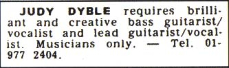 Giles Giles & Fripp/The Brondesbury Tape(1968) Inner-4(Judy Dyble 'Musicians Wanted')