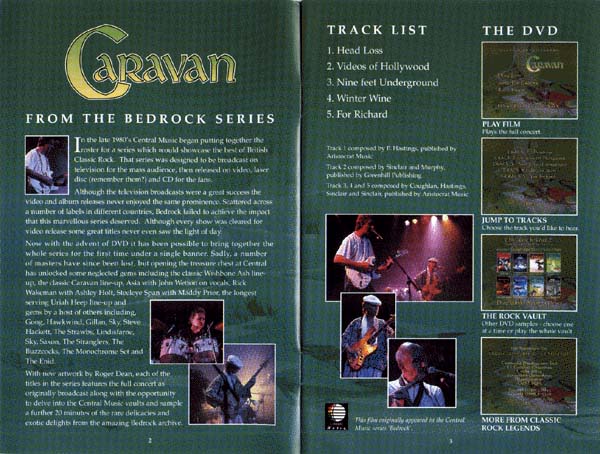 CLASSIC ROCK LEGENDS Caravan(DVD) Booklet