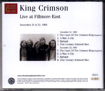 Live at Fillmore East Jacket Back