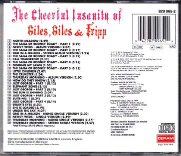 The Cheerful Insanity Of Giles. Giles & Fripp (Japanese Reissue