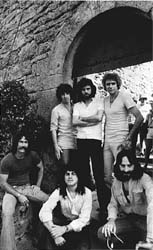 PFM(1977) from the LP "Jet Lag":from left to right:Block/Premoli/Mussida/Djivas; below:Lanzetti/Di Cioccio